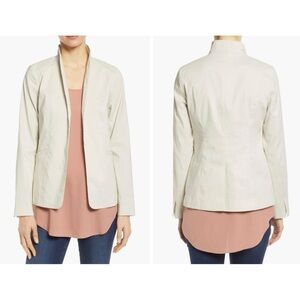 Eileen Fisher Polished Ramie Stretch Jacket Lined in Silk in Bone Size 6